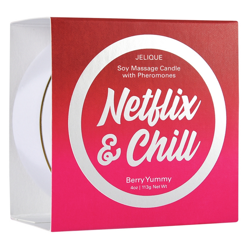 NEW JEL4505-04 Jelique Products 4 oz  Massage Candle Netflix & Chill Berry Yummy