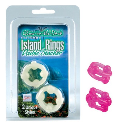 SE1437-04-2 California Exotics Silicone Island Rings Double Stacker Pink