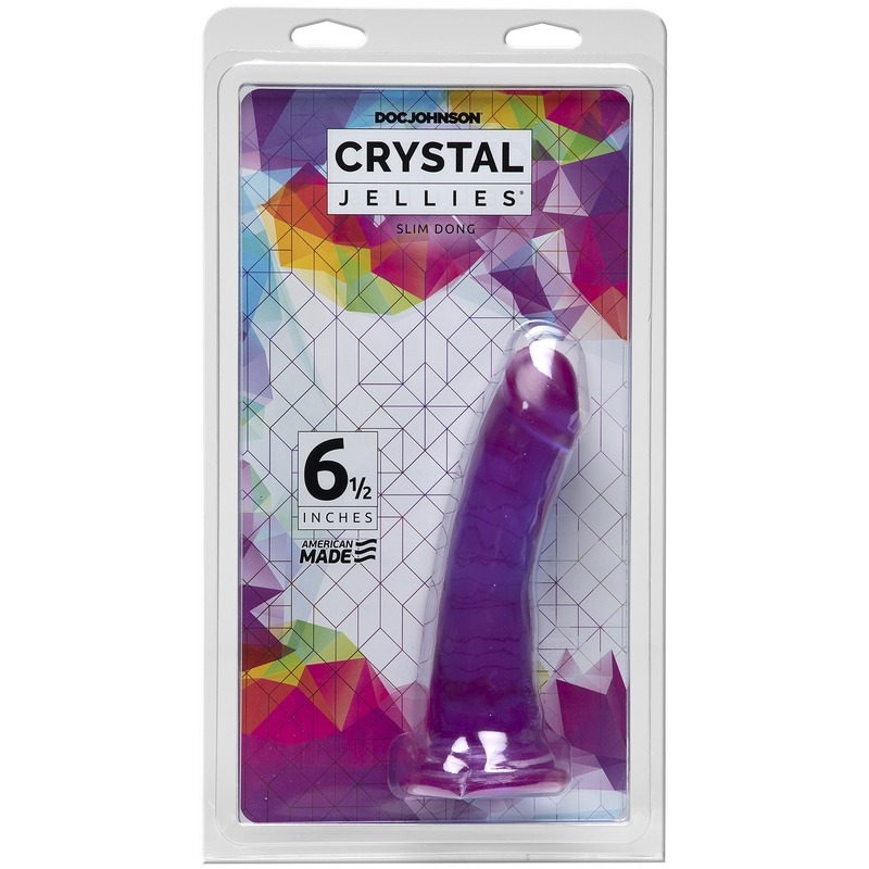 D0285-06 CD Doc Johnson Crystal Jellies®  Slim Dong 6.5" Purple