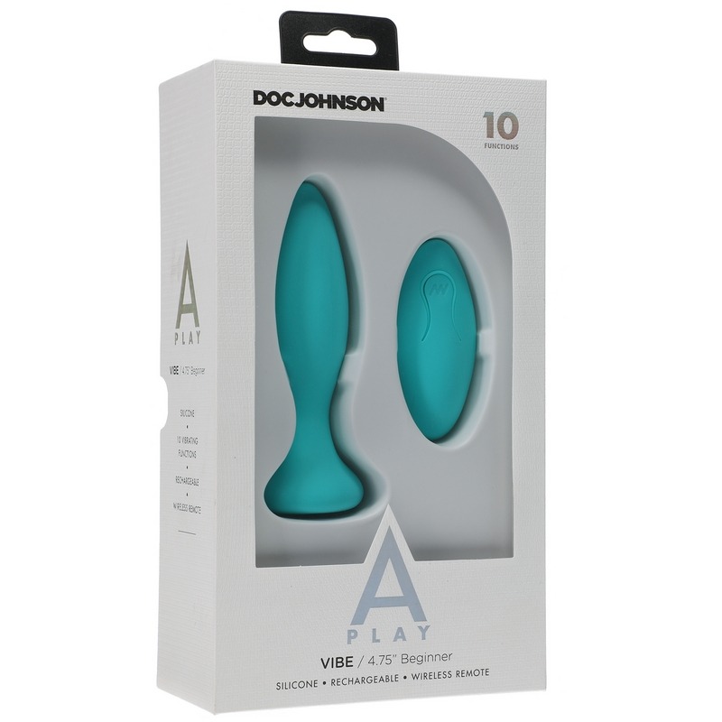 D0300-02 BX Doc Johnson A-Play Beginner Vibe Silicone Anal Plug with Remote Teal