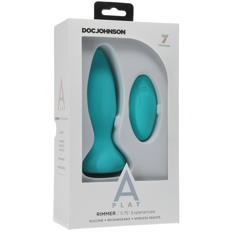 D0300-12 BX Doc Johnson A-Play Experienced Rimmer Silicone Anal Plug with Remote Teal