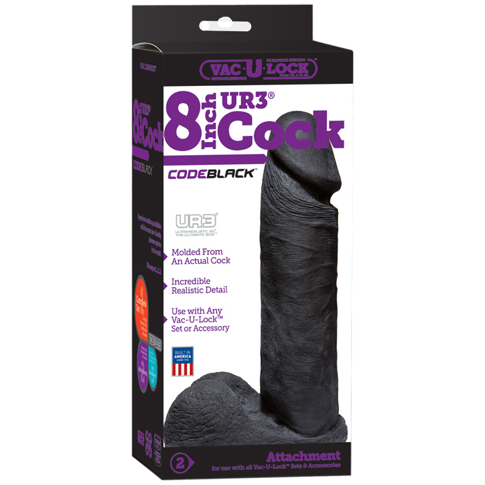 D1016-09 BX Doc Johnson CodeBlack Vac-U-Lock 8" UR3® Cock