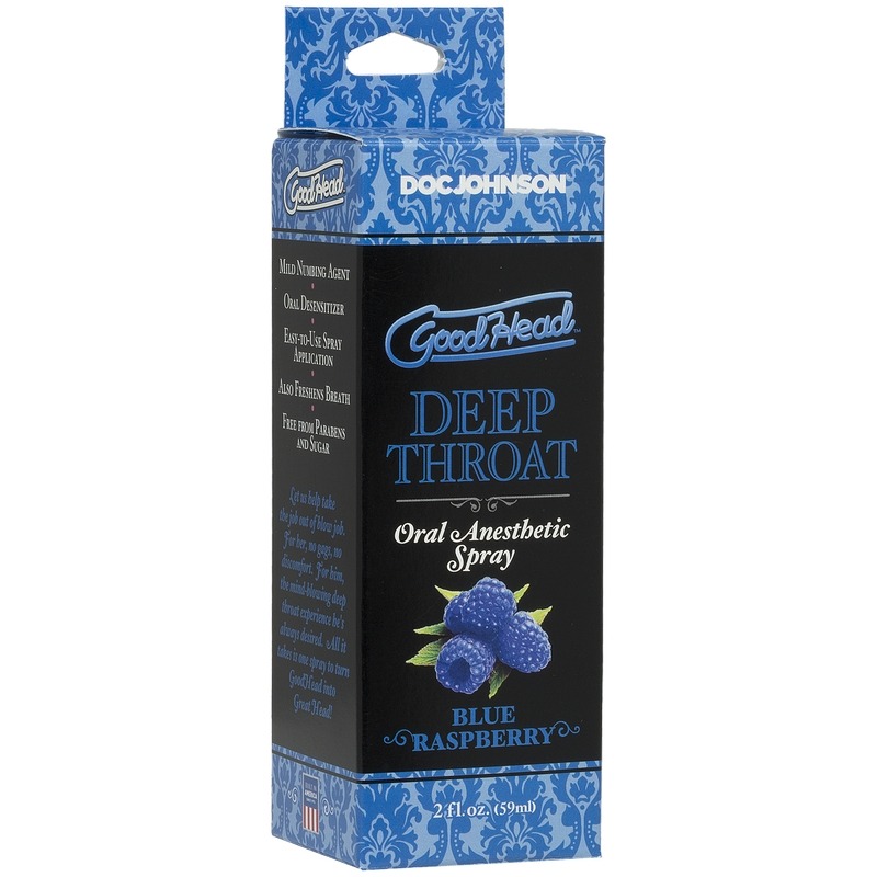 D1360-39 CD Doc Johnson GoodHead™ Deep Throat Spray Blue Raspberry