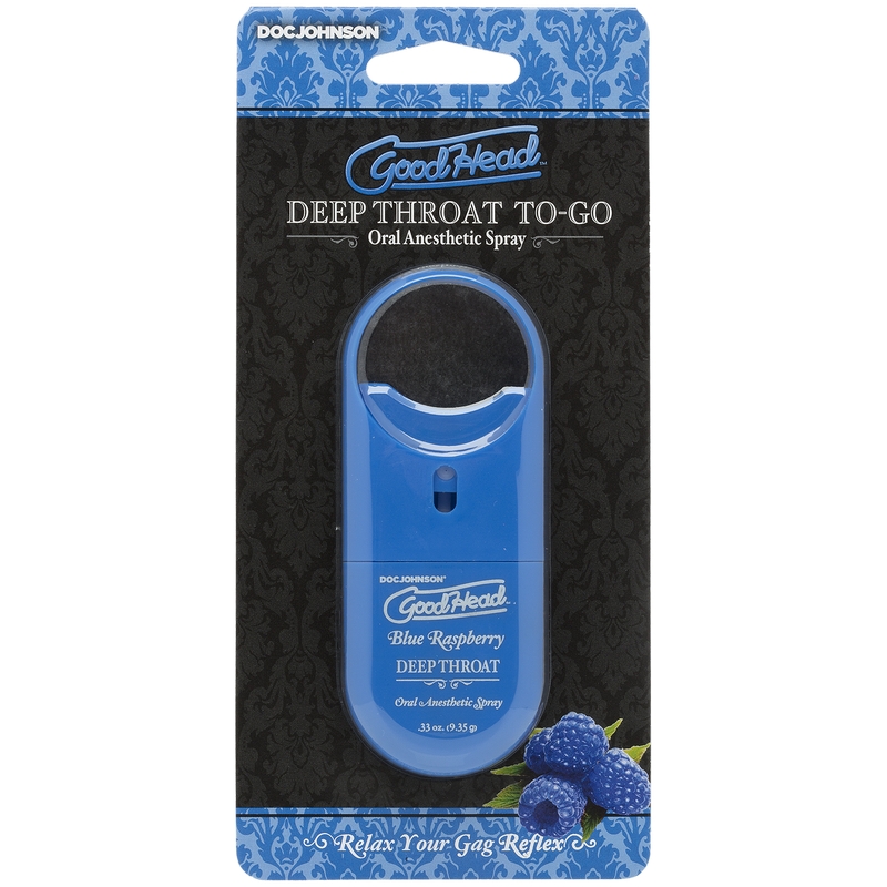 D1360-41 CD Doc Johnson GoodHead™ To-Go Deep Throat Spray Blue Raspberry
