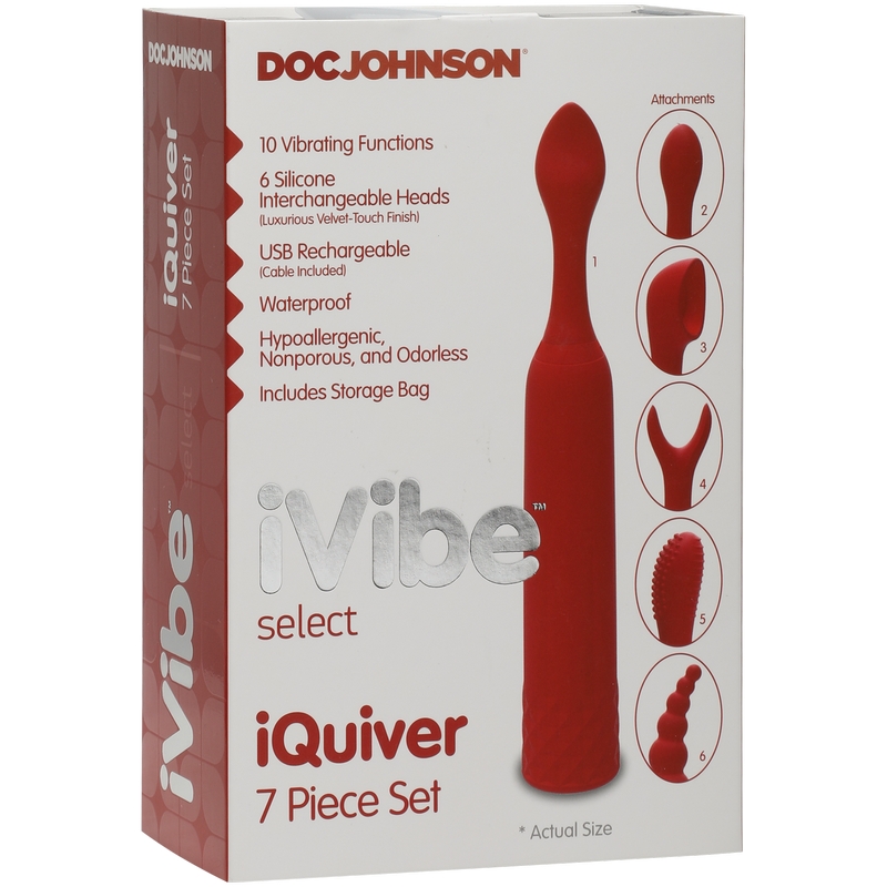 D6026-10 BX Doc Johnson iVibe™ Select iQuiver 7 Piece Set Red Velvet