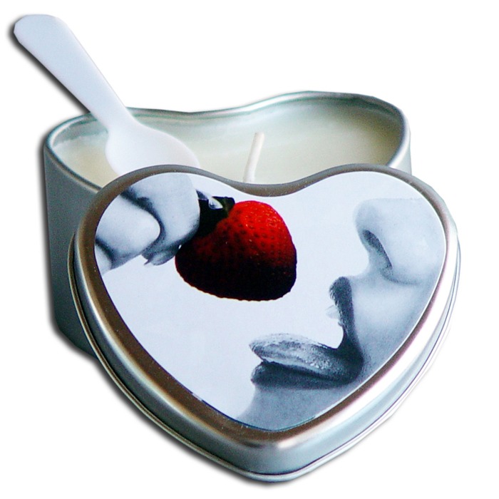 EB3002  Earthly Body 4.7 oz. Heart Tin Edible Massage CandleStrawberry