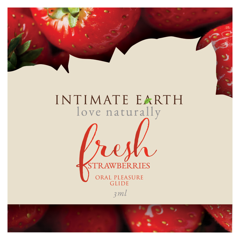 INT042-FOIL Intimate Earth 3 ml Flavored Lubricant Foil Pac Fresh Strawberries
