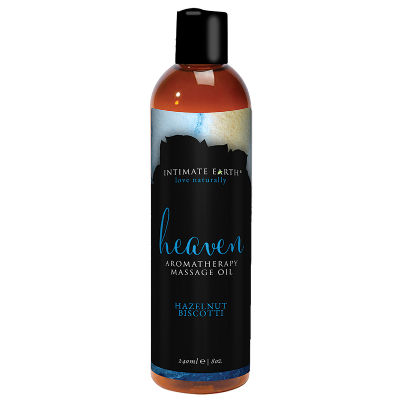 INT051-240IE Intimate Earth 240 ml Massage Oil Hazelnut Biscotti (Heaven)