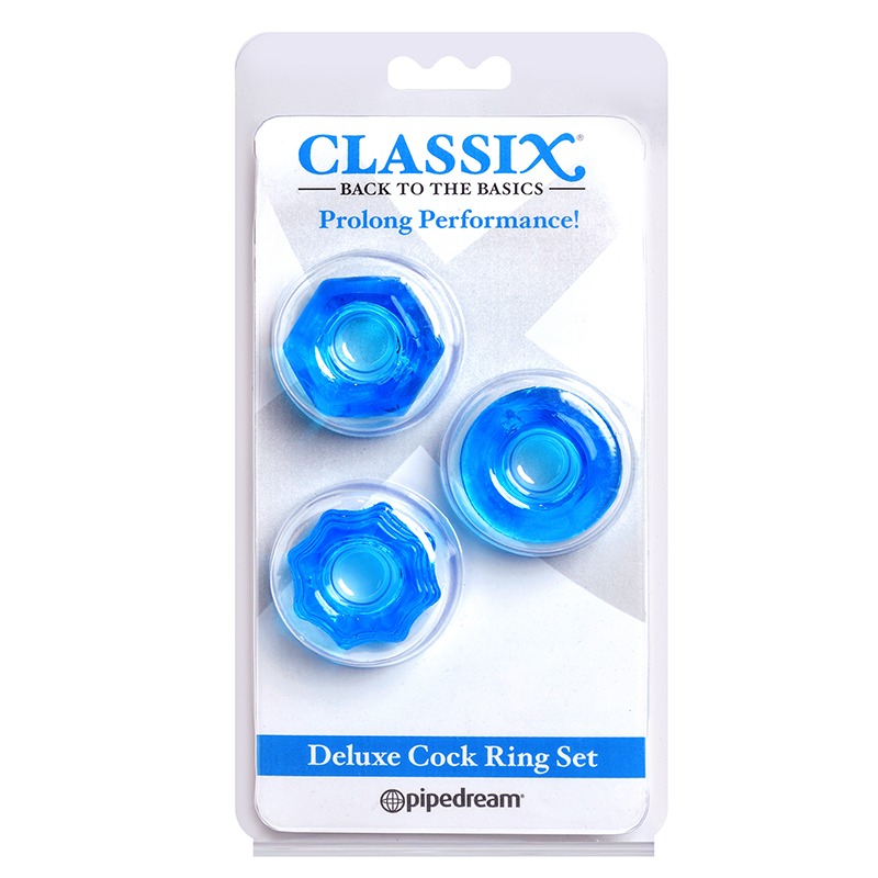 PD1999-14 Pipedream Products  Deluxe Cock Ring Set Blue
