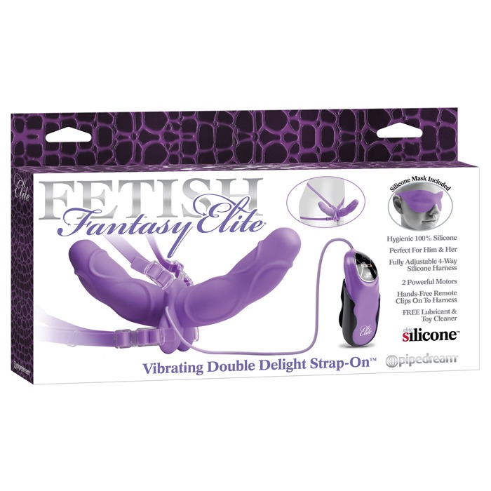 PD4540-12  Pipedream Products  Fetish Fantasy Elite Vibrating Double Delight Strap-On™