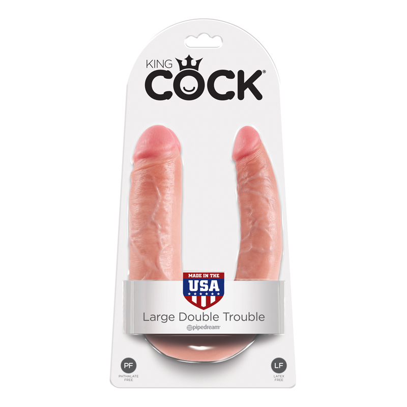 PD5515-21 Pipedream Products King Cock U-Shaped Large Double Trouble Beige