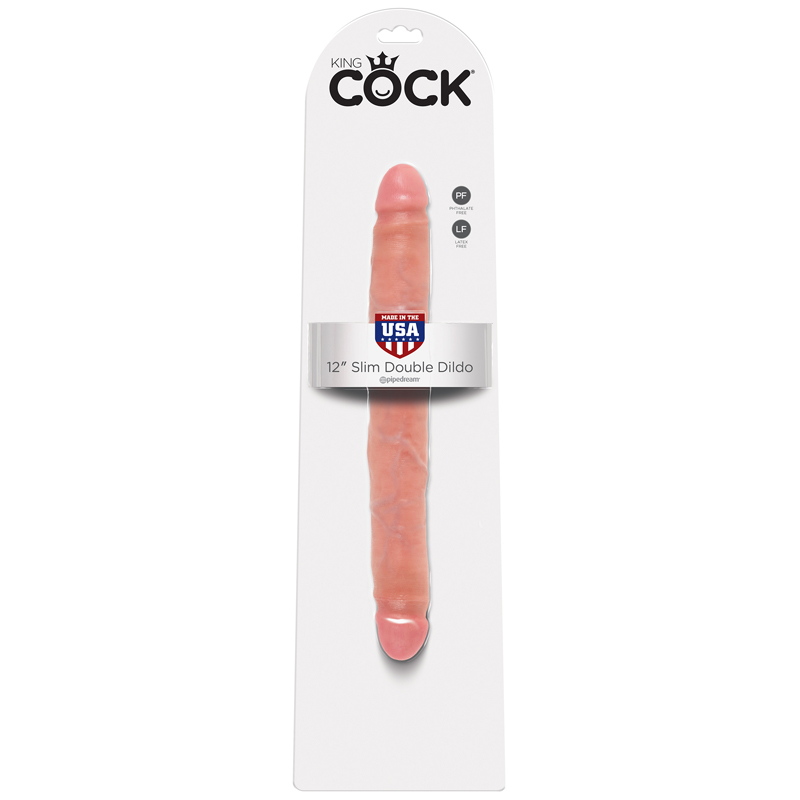 PD5516-21 Pipedream Products King Cock 12” Slim Double Dildo Beige