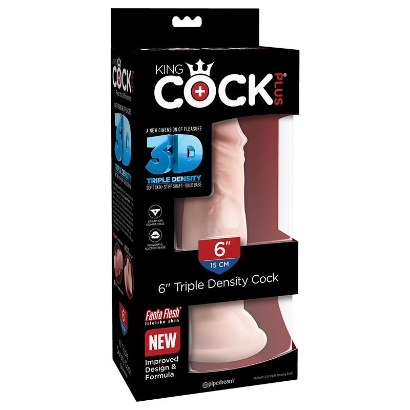 PD5713-21 Pipedream Products  King Cock Plus 6” Triple Density Cock Beige