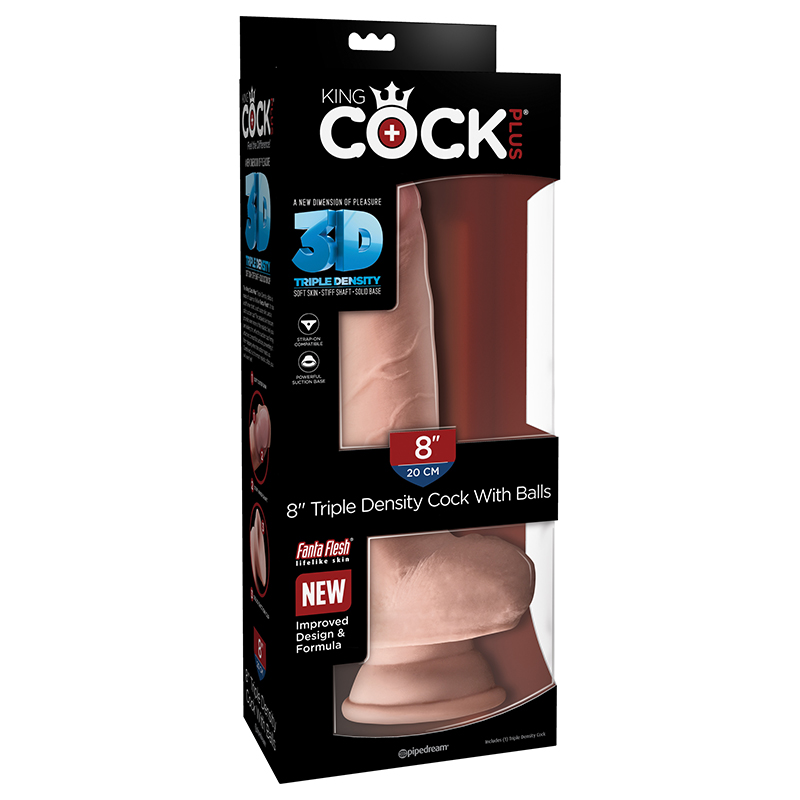 PD5719-21 Pipedream Products  King Cock Plus 8” Triple Density Cock with Balls Beige