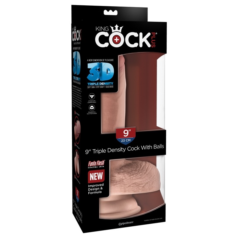 PD5720-21 Pipedream Products  King Cock Plus 9” Triple Density Cock with Balls Beige