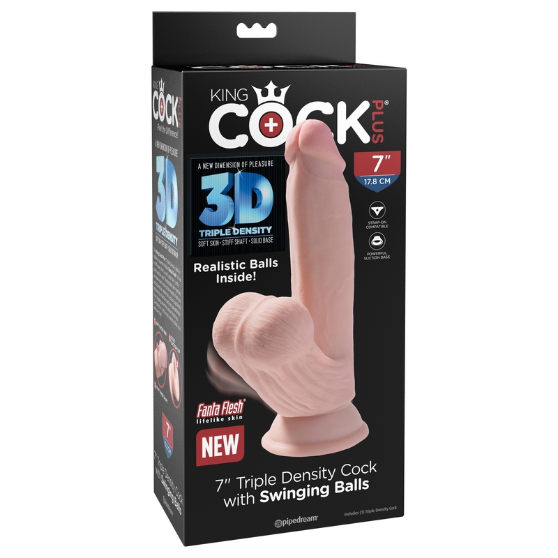 PD5730-21 Pipedream Products King Cock Plus 7" Triple Density Cock With Swinging Balls