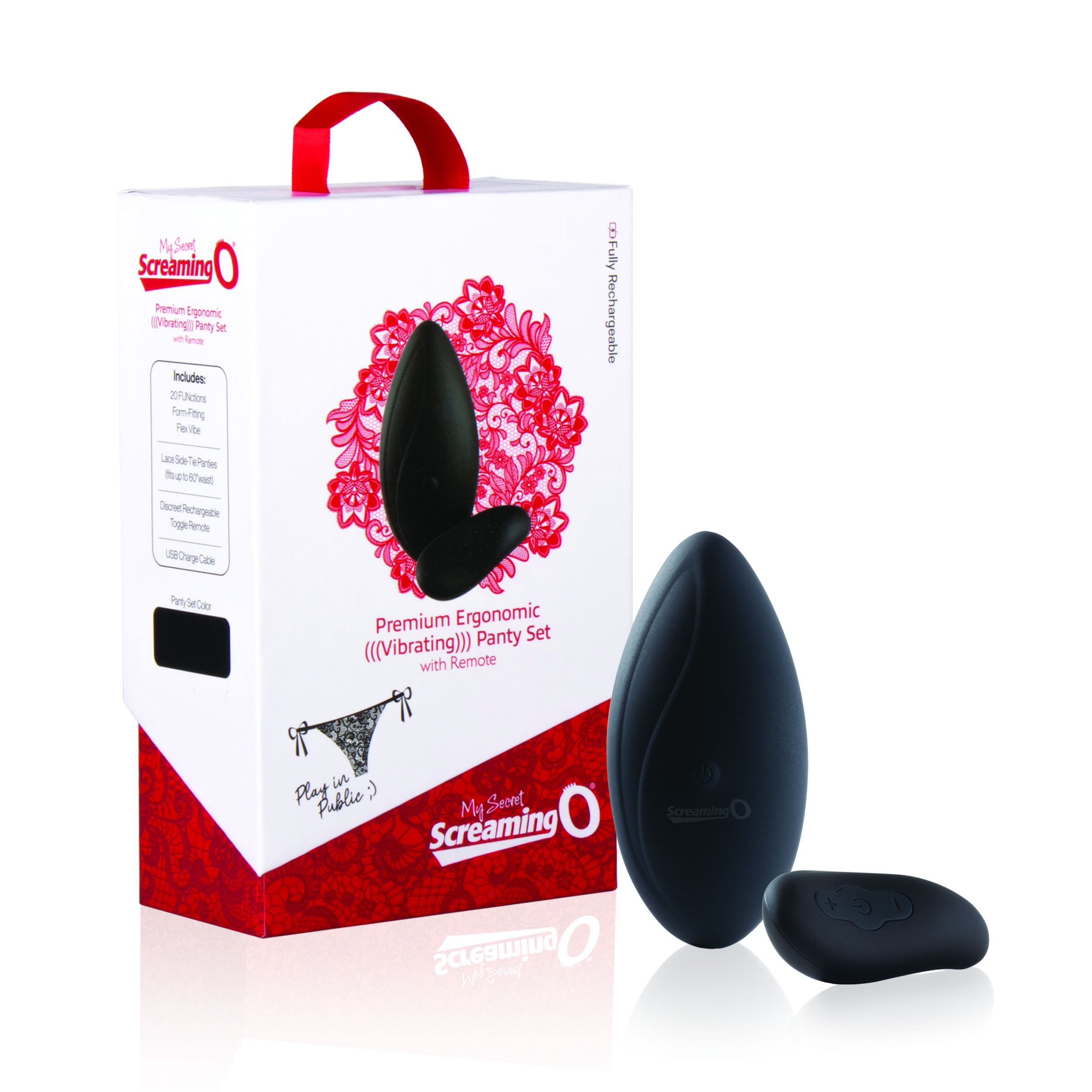 SCAEP-BL Screaming O Premium Ergonomic Vibrating Panty Set Black
