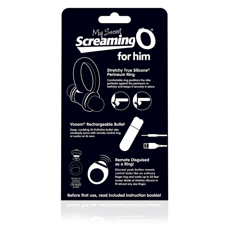 SCAFH-BL-110 Screaming O My Secret Bullet and Ring for Him Black