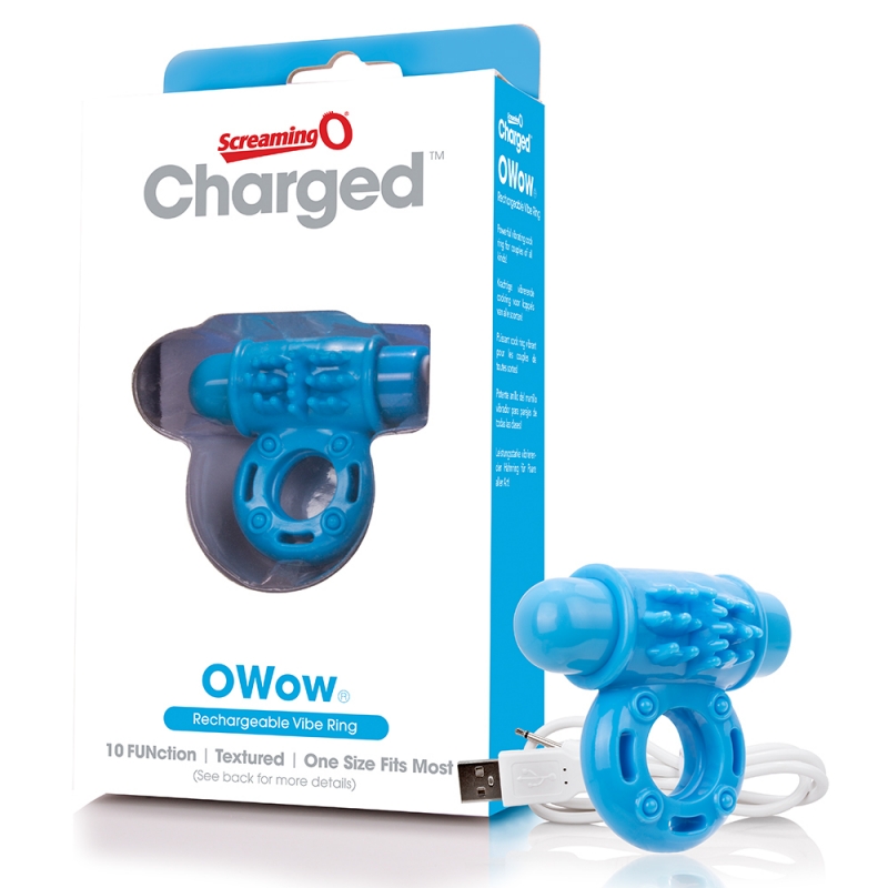 SCAOW-BU110 Screaming O Charged OWow Rechargeable Vibe Ring  Blue