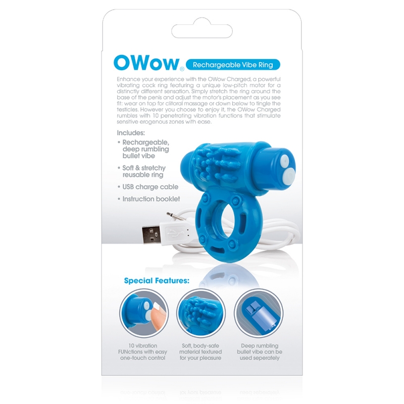SCAOW-BU110 Screaming O Charged OWow Rechargeable Vibe Ring  Blue