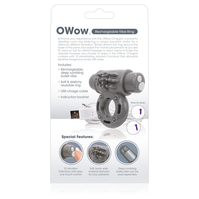 SCAOW-G110 Screaming O Charged OWow Rechargeable Vibe Ring Grey