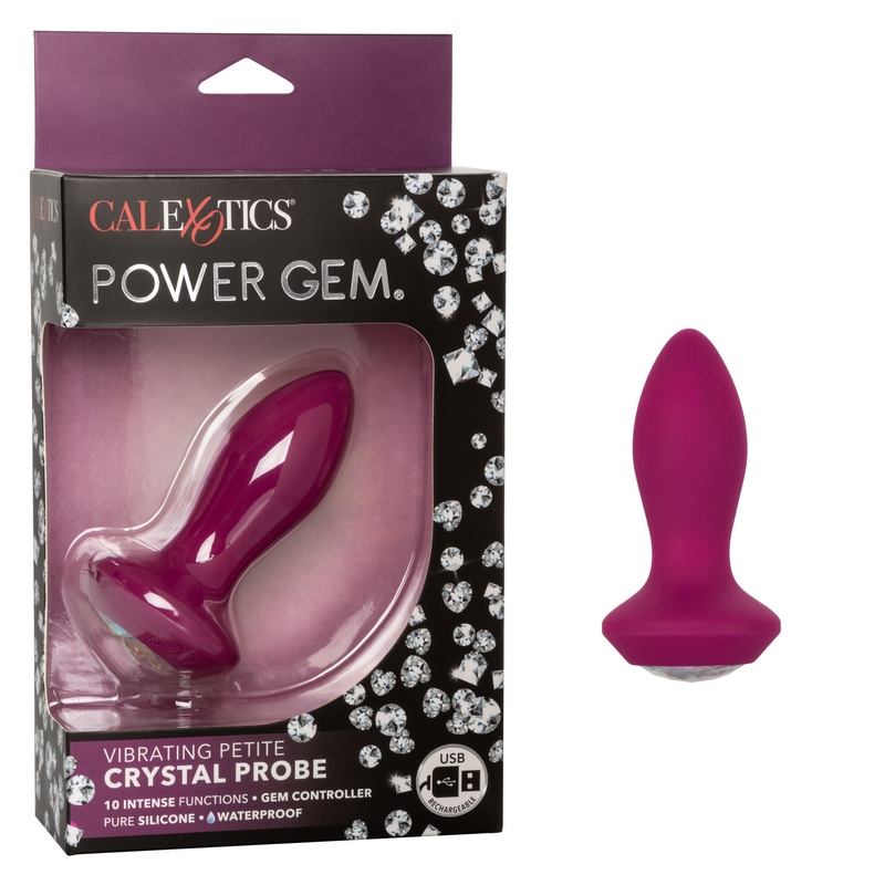 SE0385-07-3 California Exotics  Power Gem Vibrating Petite Crystal Probe Purple