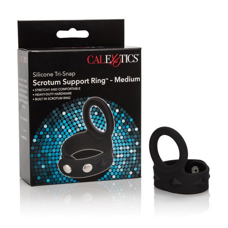 SE1413-15-3 California Exotics Silicone Tri-Snap Scrotum Support Ring Medium