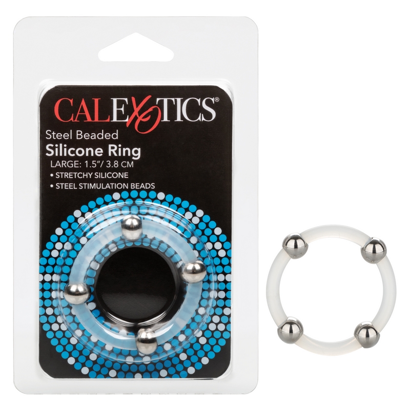 SE1437-10-2 California Exotics  Steel Beaded Silicone Ring Large