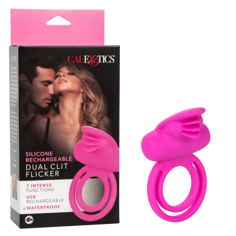SE1843-10-3 California Exotics  Silicone Rechargeable Dual Clit Flicker Pink