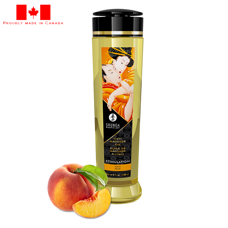 SH1203 Shunga 8 oz. Erotic Massage Oil Stimulation Peach