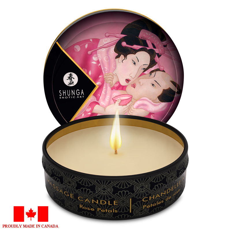 SH4600 Shunga  Mini Massage Candle 1 oz Rose Petals