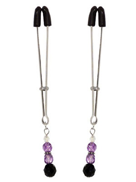70031 Spartacus Nipple Clips Tweezer Style with Purple BeadsSPF-106
