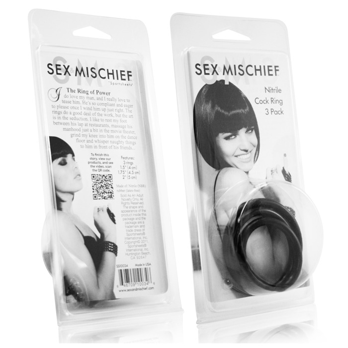 SS100-34 Sex and Mischief Nitrile Cock Ring 3 Pack
