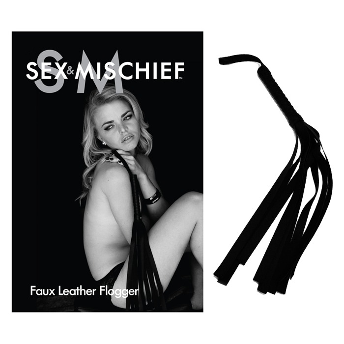 SS100-40 Sex and Mischief Black Faux Leather Flogger