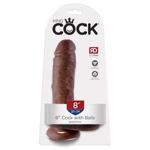 NEW PD5507-29 Pipedream Products King Cock  8" Cock with Balls Brown